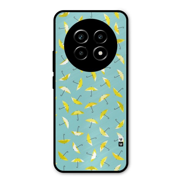 Yellow Umbrella Pattern Metal Back Case for Realme 13 Pro