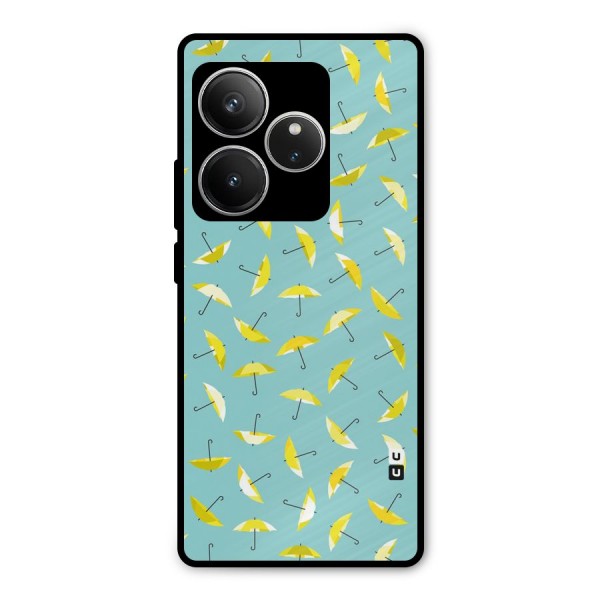 Yellow Umbrella Pattern Metal Back Case for Realme GT 6