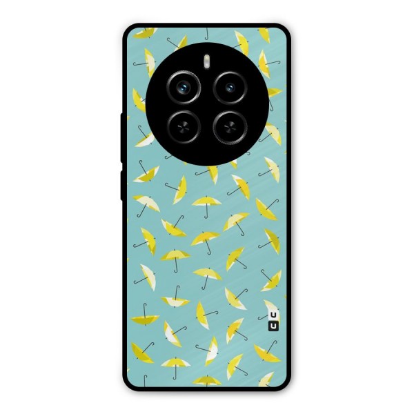 Yellow Umbrella Pattern Metal Back Case for Realme P1 Pro