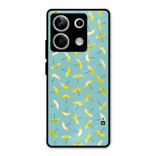 Yellow Umbrella Pattern Metal Back Case for Redmi Note 13 5G