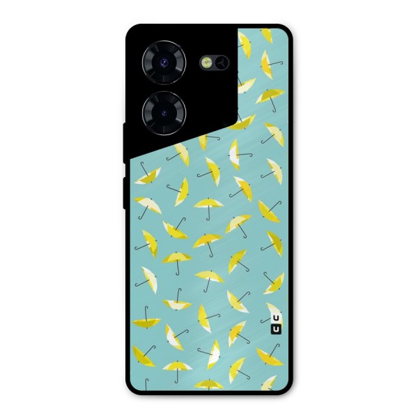 Yellow Umbrella Pattern Metal Back Case for Tecno Pova 5 Pro 5G