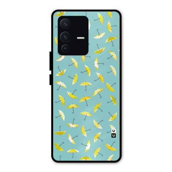 Yellow Umbrella Pattern Metal Back Case for Vivo V23 Pro
