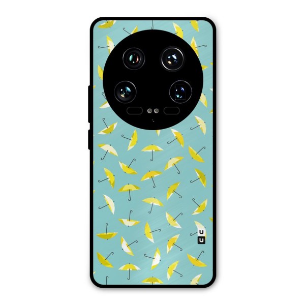 Yellow Umbrella Pattern Metal Back Case for Xiaomi 14 Ultra