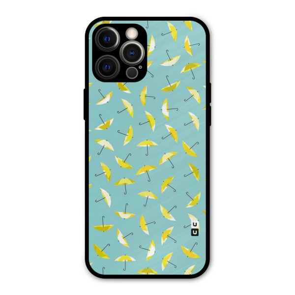Yellow Umbrella Pattern Metal Back Case for iPhone 12 Pro Max