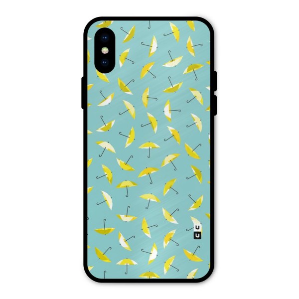 Yellow Umbrella Pattern Metal Back Case for iPhone X