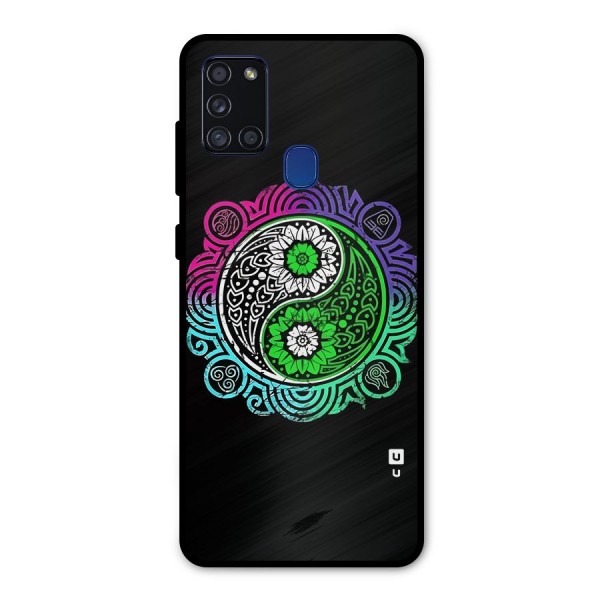 Yin and Yang Colorful Mandala Metal Back Case for Galaxy A21s