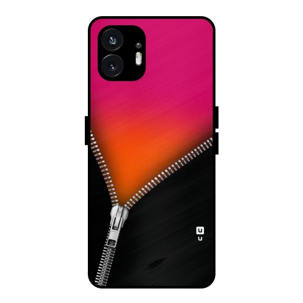 Zipper Print Metal Back Case for Nothing Phone 2