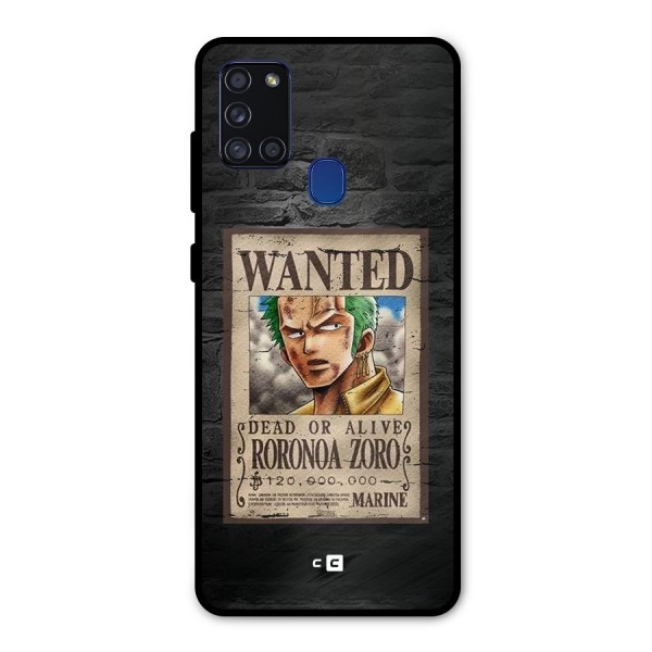 Zoro Wanted Metal Back Case for Galaxy A21s