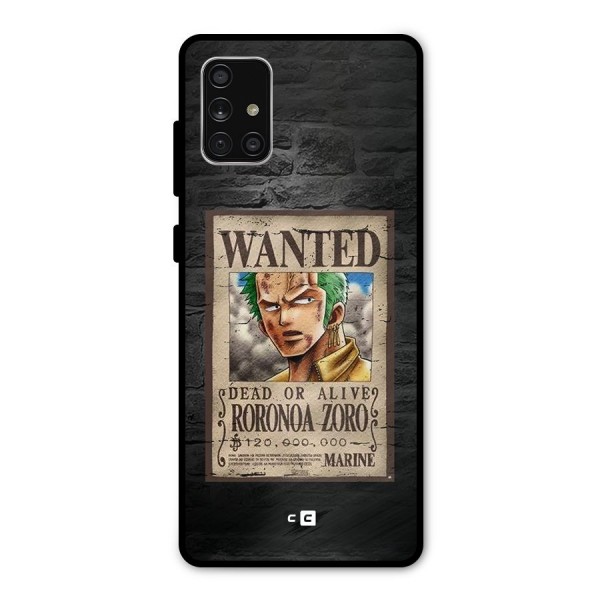 Zoro Wanted Metal Back Case for Galaxy A71