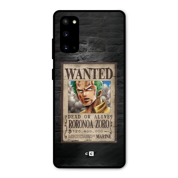 Zoro Wanted Metal Back Case for Galaxy S20