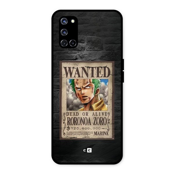 Zoro Wanted Metal Back Case for Oppo A52