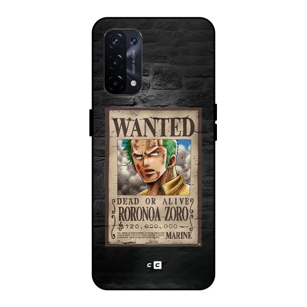 Zoro Wanted Metal Back Case for Oppo A74 5G