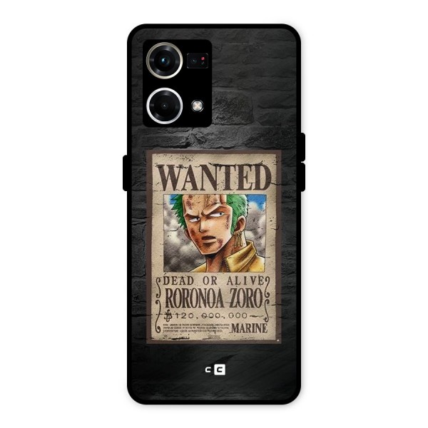 Zoro Wanted Metal Back Case for Oppo F21 Pro 4G