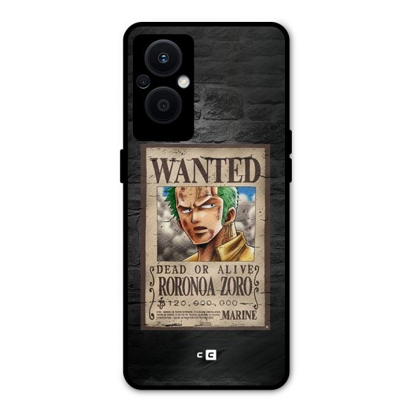 Zoro Wanted Metal Back Case for Oppo F21 Pro 5G