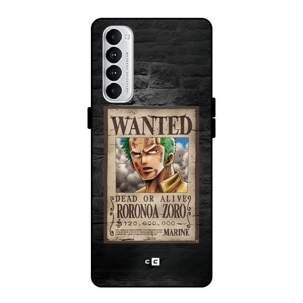 Zoro Wanted Metal Back Case for Oppo Reno4 Pro
