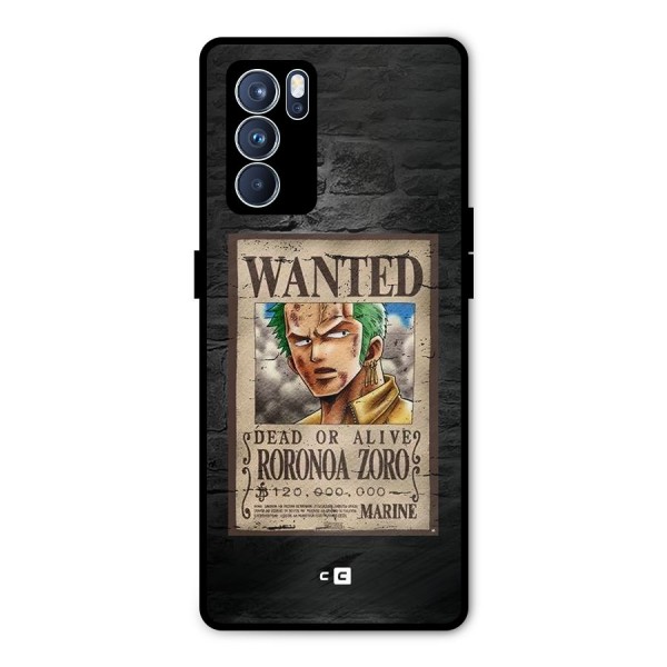 Zoro Wanted Metal Back Case for Oppo Reno6 Pro 5G