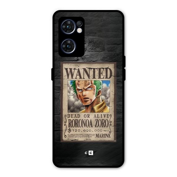Zoro Wanted Metal Back Case for Oppo Reno7 5G