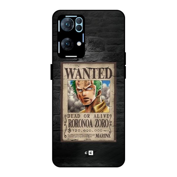 Zoro Wanted Metal Back Case for Oppo Reno7 Pro 5G