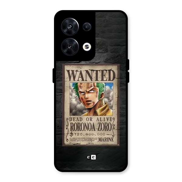 Zoro Wanted Metal Back Case for Oppo Reno8 5G