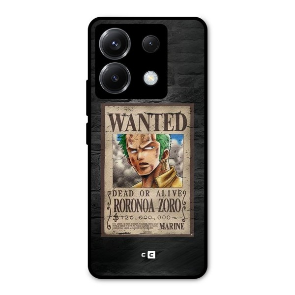 Zoro Wanted Metal Back Case for Poco X6