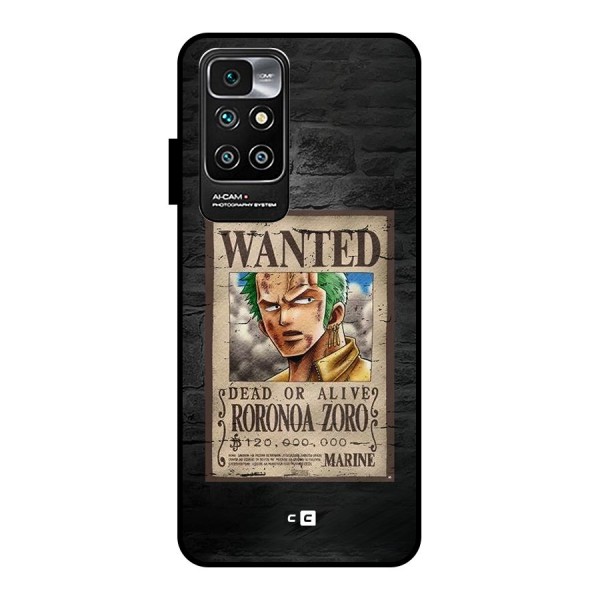 Zoro Wanted Metal Back Case for Redmi 10 Prime