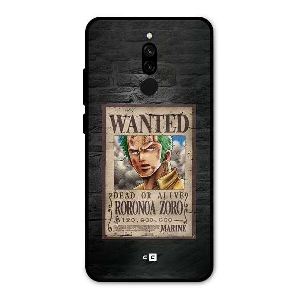 Zoro Wanted Metal Back Case for Redmi 8
