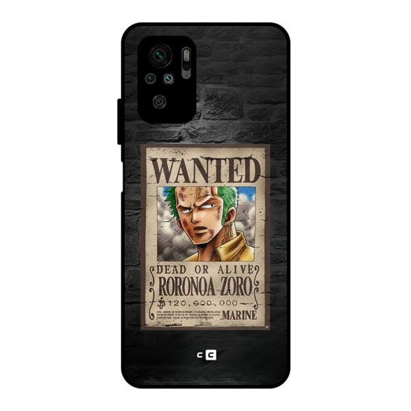 Zoro Wanted Metal Back Case for Redmi Note 10