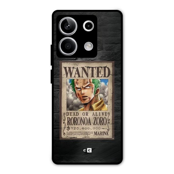 Zoro Wanted Metal Back Case for Redmi Note 13 5G