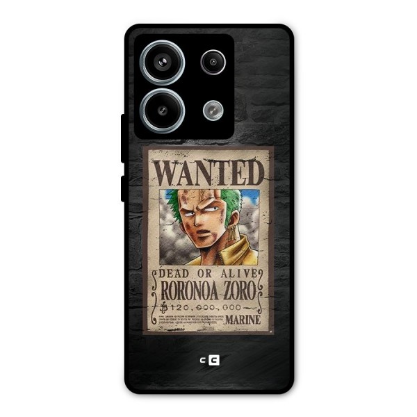 Zoro Wanted Metal Back Case for Redmi Note 13 Pro 5G