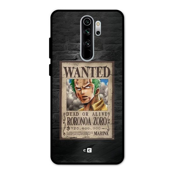 Zoro Wanted Metal Back Case for Redmi Note 8 Pro