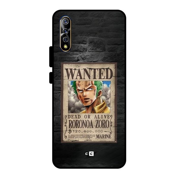 Zoro Wanted Metal Back Case for Vivo S1
