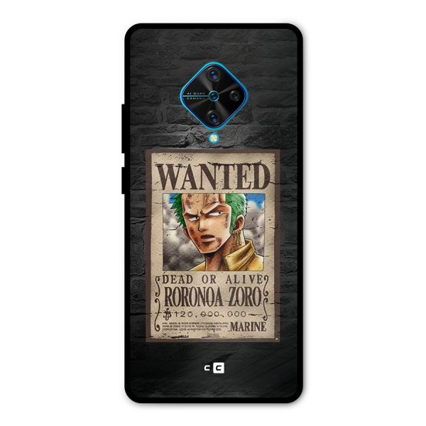 Zoro Wanted Metal Back Case for Vivo S1 Pro