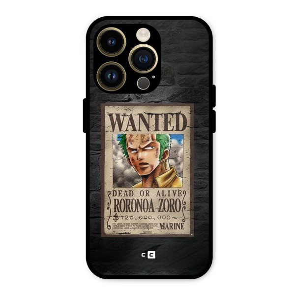 Zoro Wanted Metal Back Case for iPhone 14 Pro