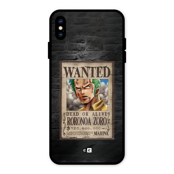 Zoro Wanted Metal Back Case for iPhone XS Max