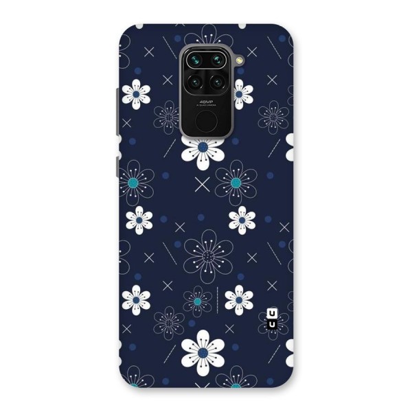 White Floral Shapes Back Case for Redmi Note 9