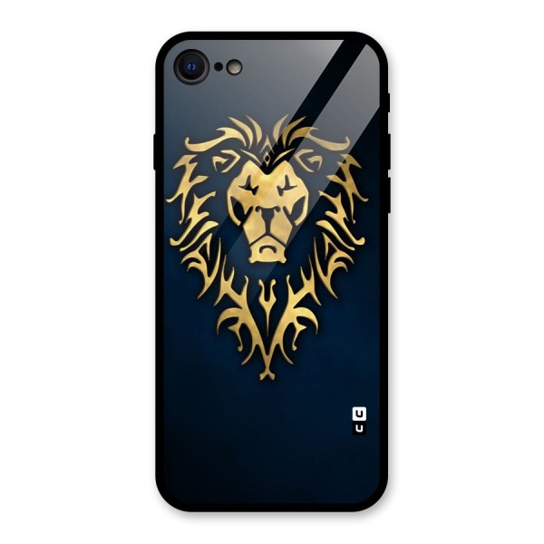 Beautiful Golden Lion Design Glass Back Case for iPhone 7