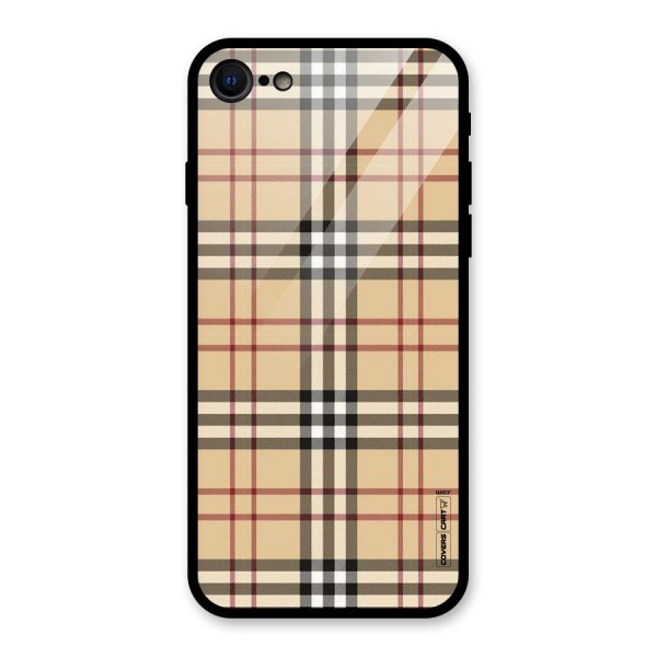 Beige Check Glass Back Case for iPhone 7