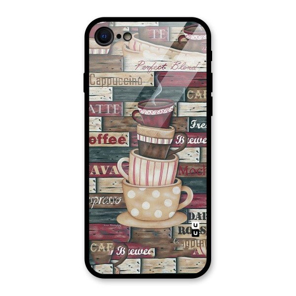 Cute Coffee Cups Glass Back Case for iPhone 7