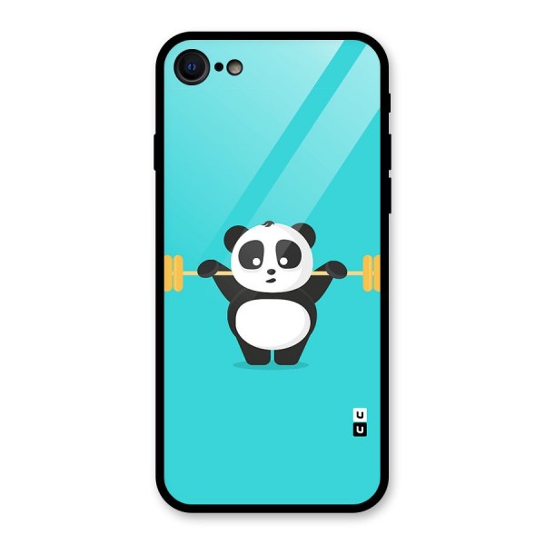 Cute Weightlifting Panda Glass Back Case for iPhone 7