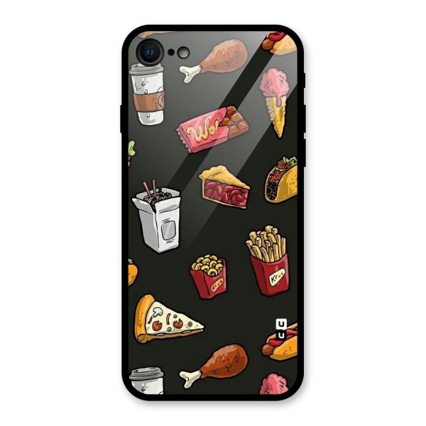 Foodie Pattern Glass Back Case for iPhone 7