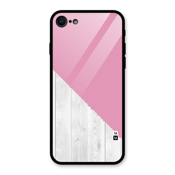 Grey Pink Wooden Design Glass Back Case for iPhone 7