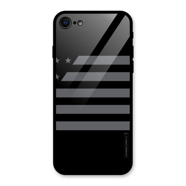 Grey Star Striped Pattern Glass Back Case for iPhone 7