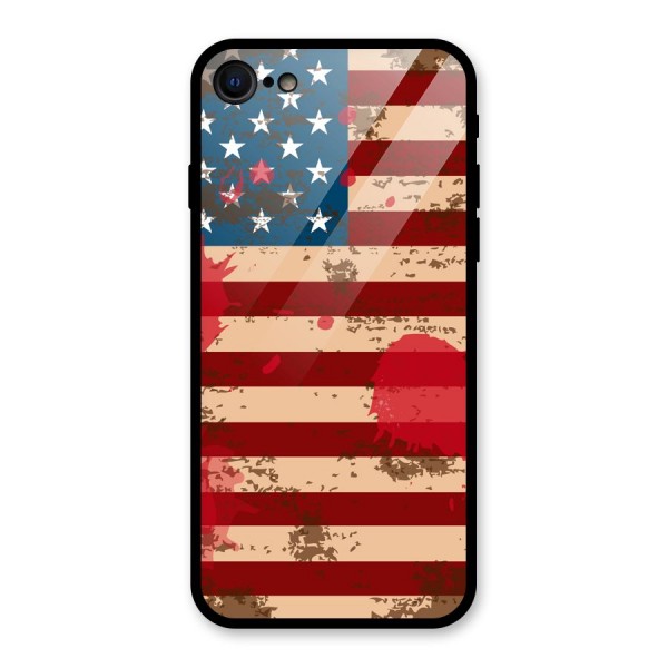 Grunge USA Flag Glass Back Case for iPhone 7
