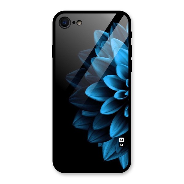 Half Blue Flower Glass Back Case for iPhone 7