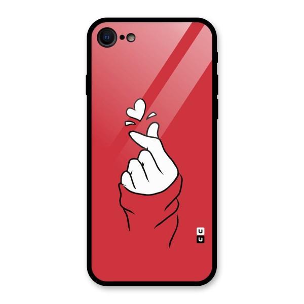 Korean Love Sign Glass Back Case for iPhone 7