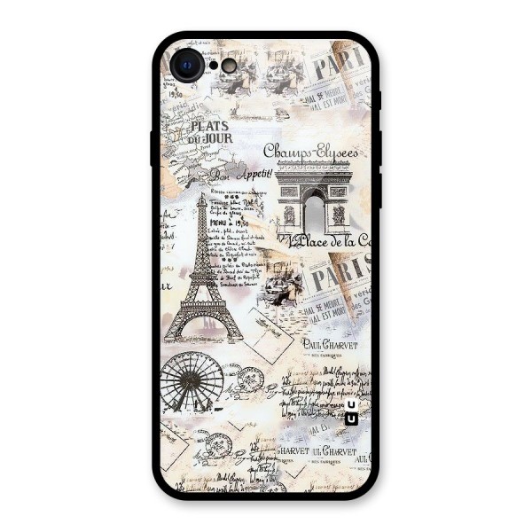 Paris Paper Glass Back Case for iPhone 7
