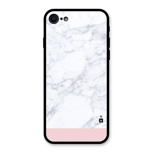 Pink White Merge Marble Glass Back Case for iPhone 7