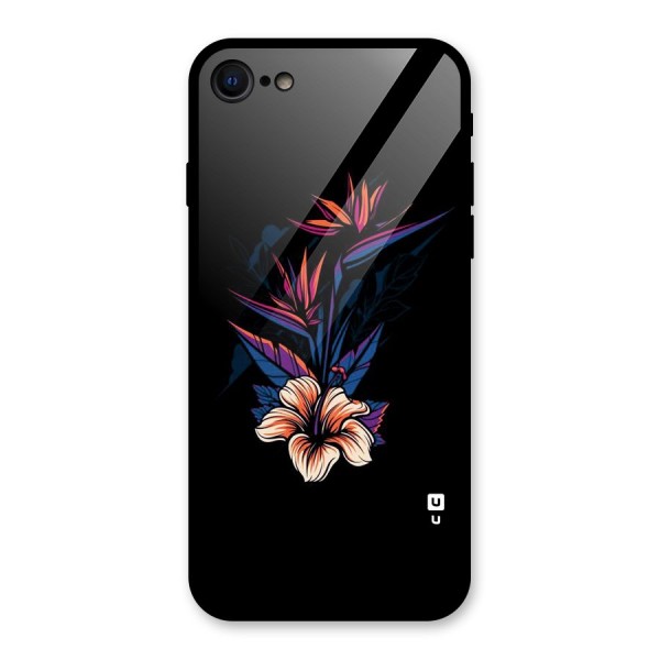 Single Painted Flower Glass Back Case for iPhone 7