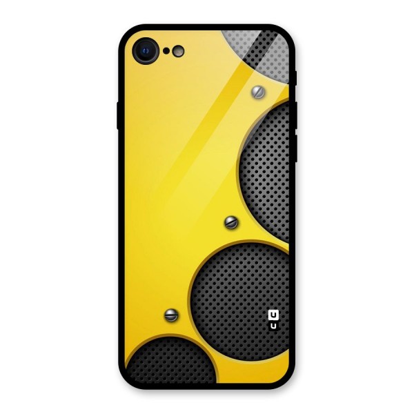 Black Net Yellow Glass Back Case for iPhone 8