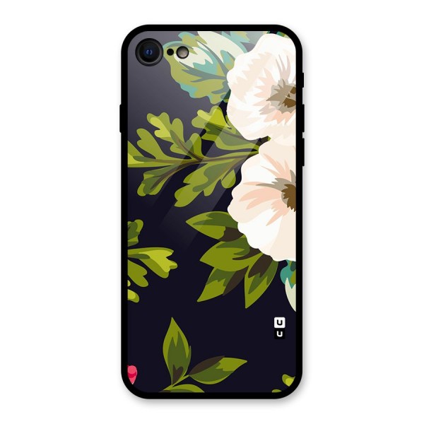 Floral Leaves Glass Back Case for iPhone 8
